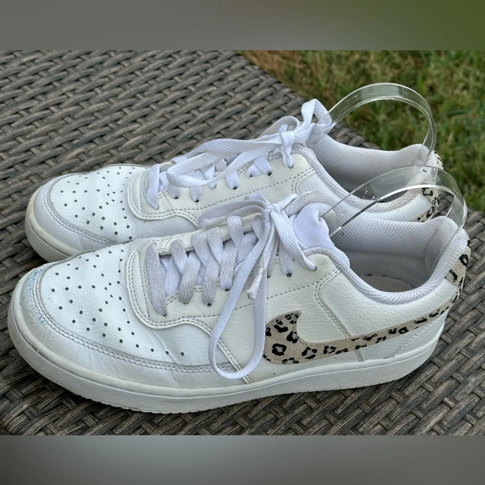 Nike Court Vision Low Leopard Swoosh Sneakers  Size:8.5